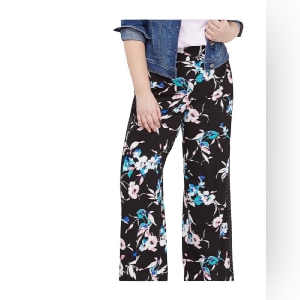 Lane Bryant The Allie Pull On Dress Pants‎ Womens Floral Slimming Waist